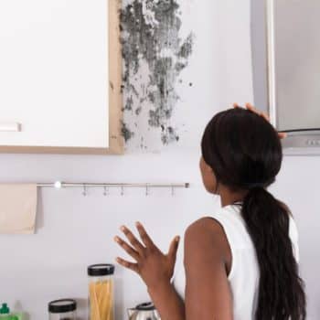 woman finding mold in her kitchen