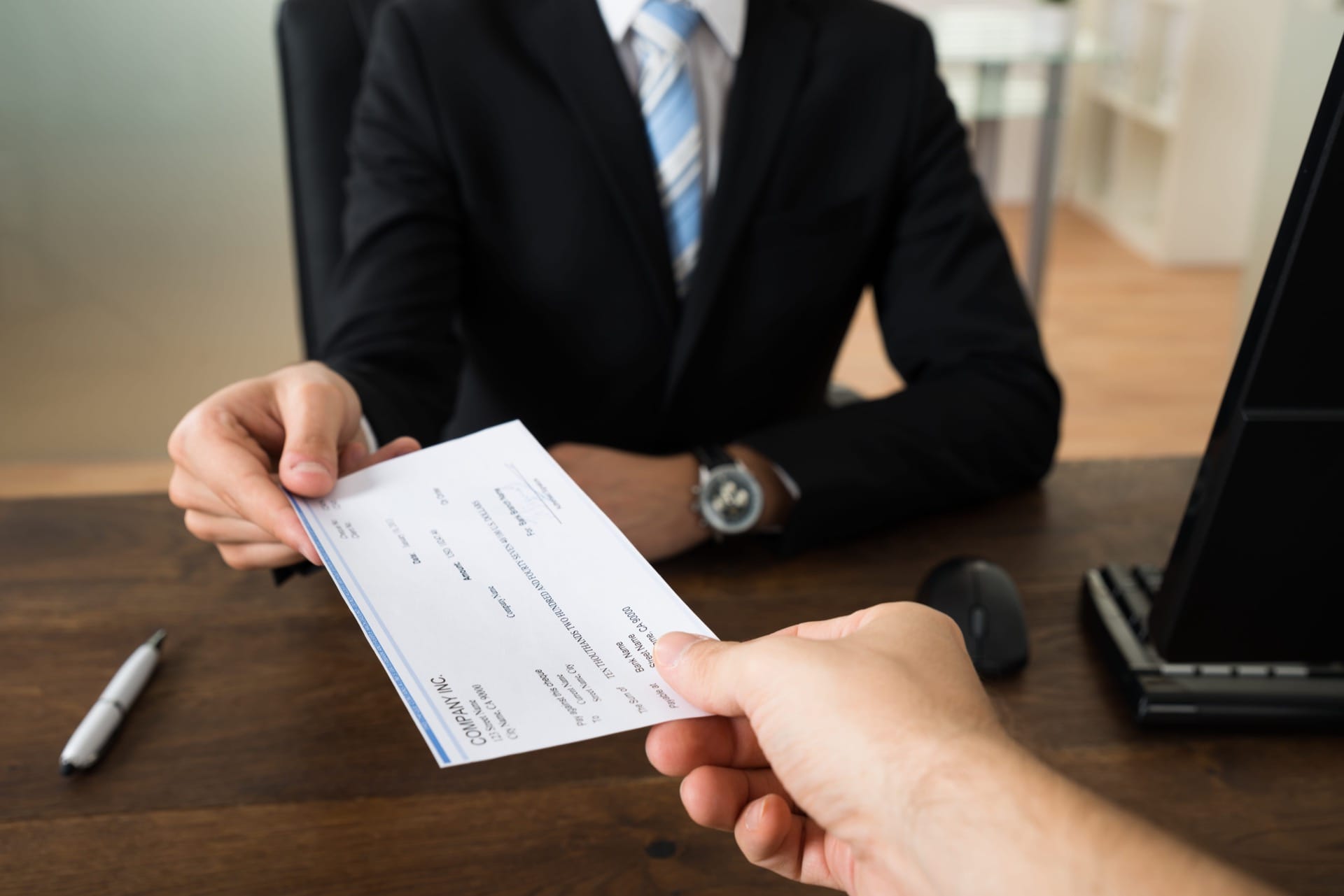 Insurance company Insurance company handing out insurance money
